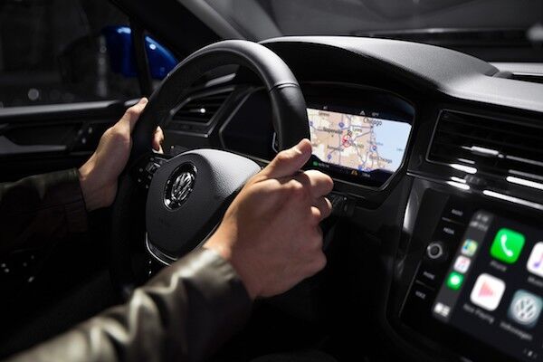 2020 Volkswagen Tiguan leather-wrapped, multi-function heated steering wheel