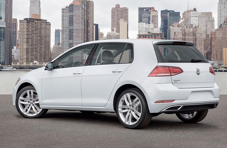 side view of a white 2018 Volkswagen Golf