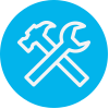 Wrench and hammer icon.