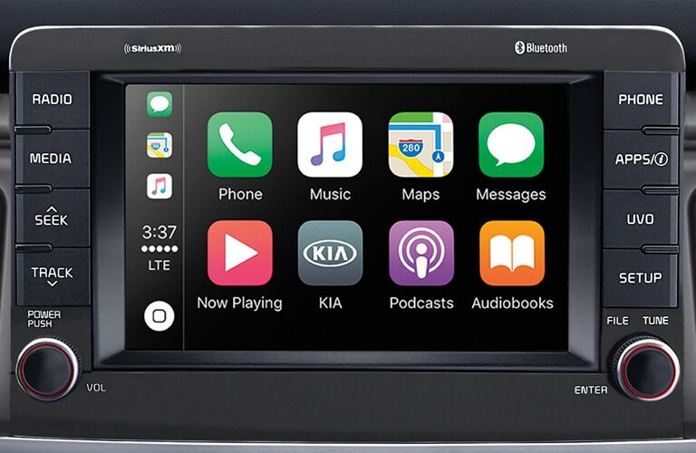 A photo of the touchscreen interface used in the 2019 Kia Rio.