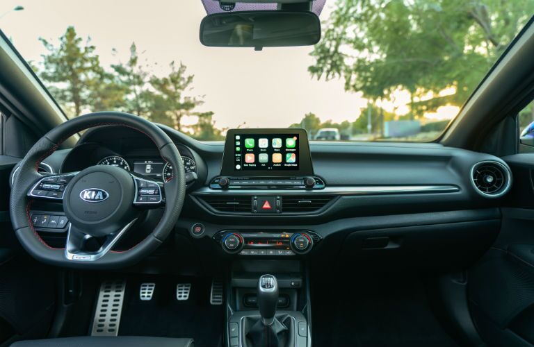 A photo of the front dashboard used by the 2020 Kia Forte.