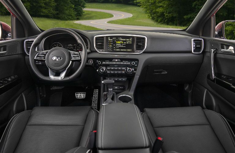 A photo of the front dashboard in the 2020 Kia Sportage.