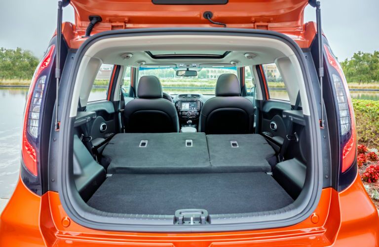 A photo of the maximum cargo configuration in the 2019 Kia Soul.