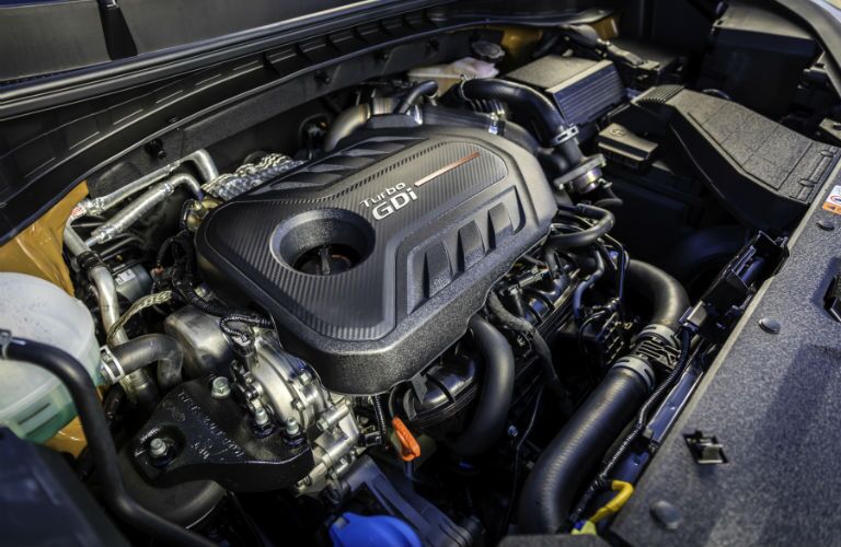 A photo of the turbocharged engine used in the 2019 Sportage.