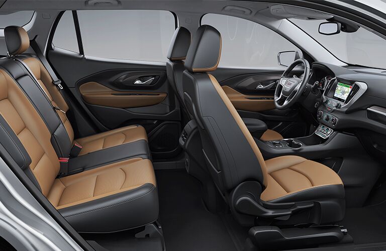 2019 GMC Terrain interior side shot of cabin space and seating upholstery