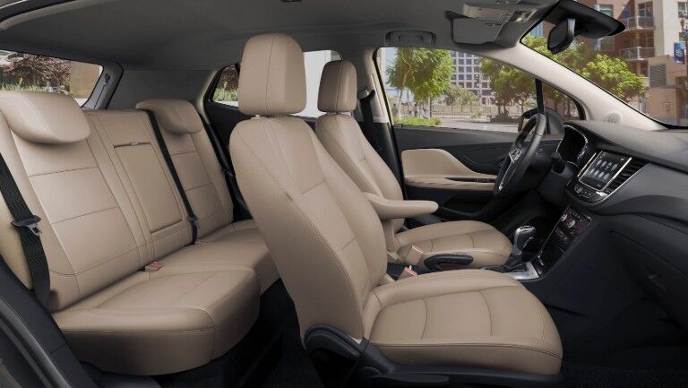 2020 Buick Encore interior side shot of seating rows with leather-appointed upholstery