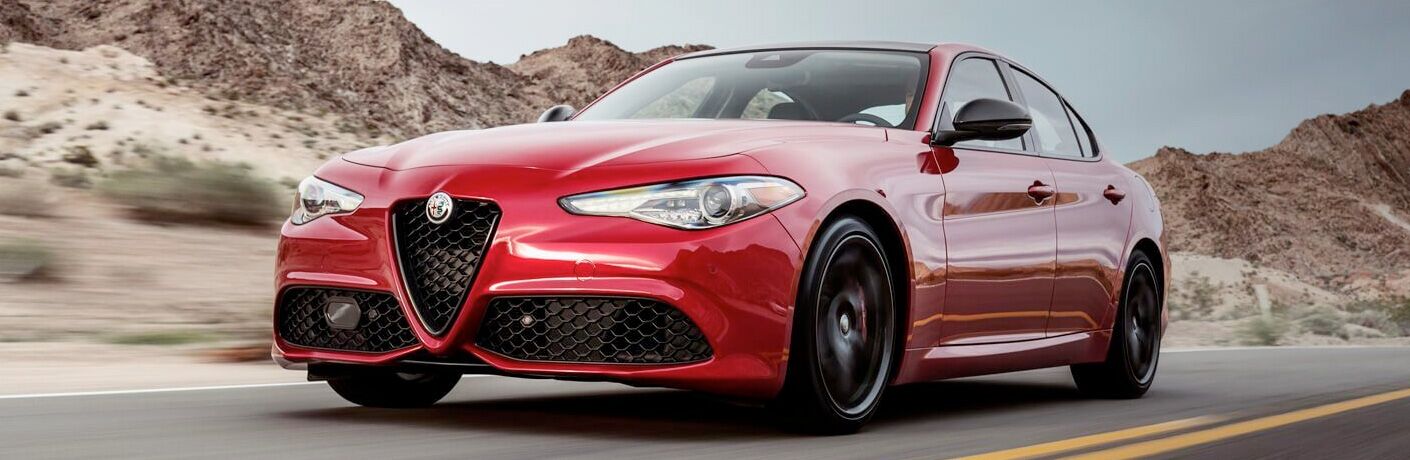front and side view of red 2019 alfa romeo giulia