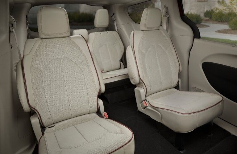 Second and third row of seats inside 2020 Chrysler Pacifica