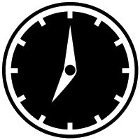 Black and white clock logo
