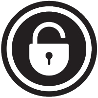 Black and white lock logo