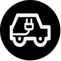 Black and white hybrid/electric vehicle logo