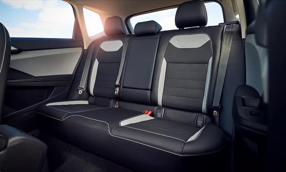 Interior shot of a VW shows the spacious back seat.