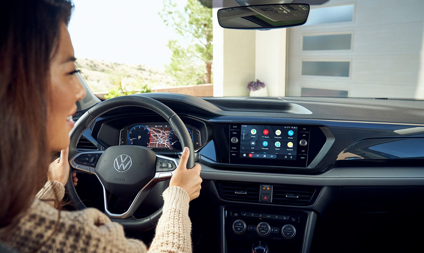 A woman uses her digital display.