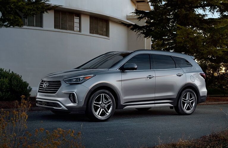 silver hyundai santa fe in driveway