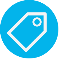 blue price tag button