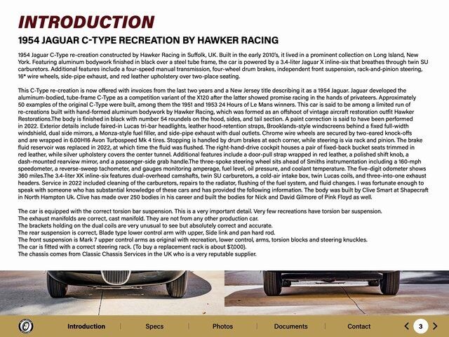 1954 Jaguar C-Type Hawker Racing Paramus NJ