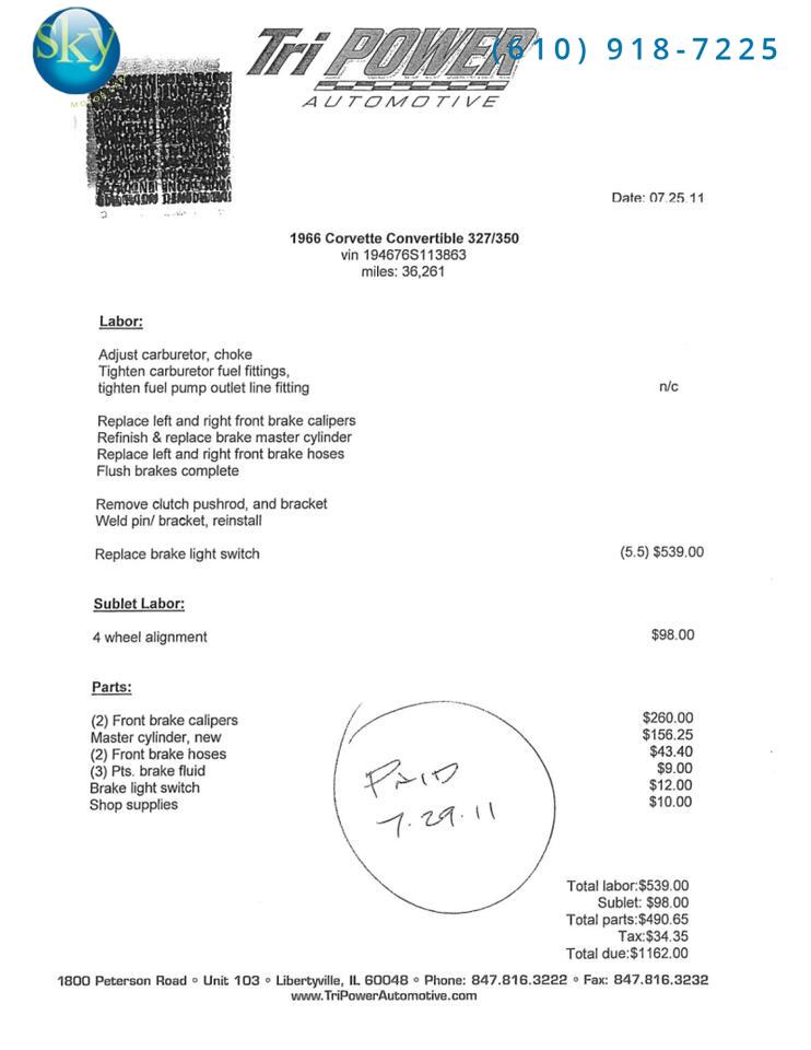 1966 Chevrolet Corvette Stingray Convertible 4-SPEED MANUAL West Chester PA