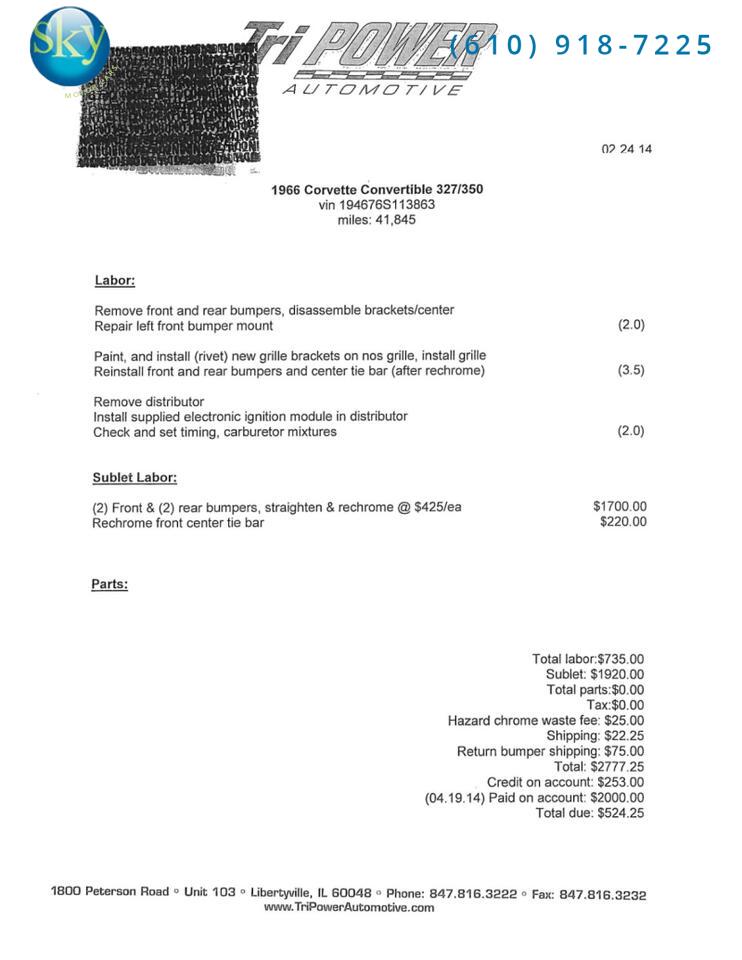 1966 Chevrolet Corvette Stingray Convertible 4-SPEED MANUAL West Chester PA