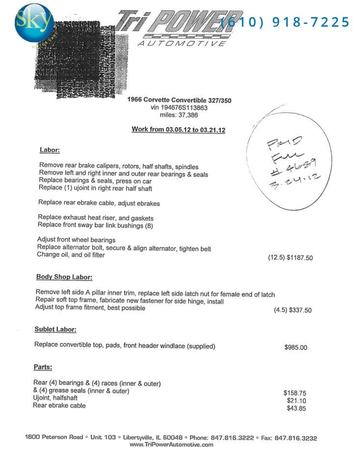 1966 Chevrolet Corvette Stingray Convertible 4-SPEED MANUAL West Chester PA