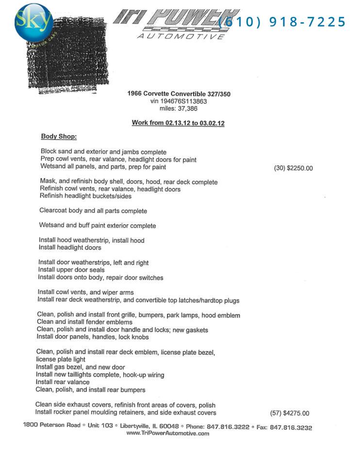 1966 Chevrolet Corvette Stingray Convertible 4-SPEED MANUAL West Chester PA