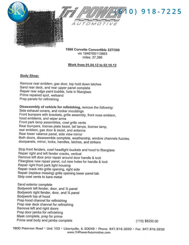 1966 Chevrolet Corvette Stingray Convertible 4-SPEED MANUAL West Chester PA