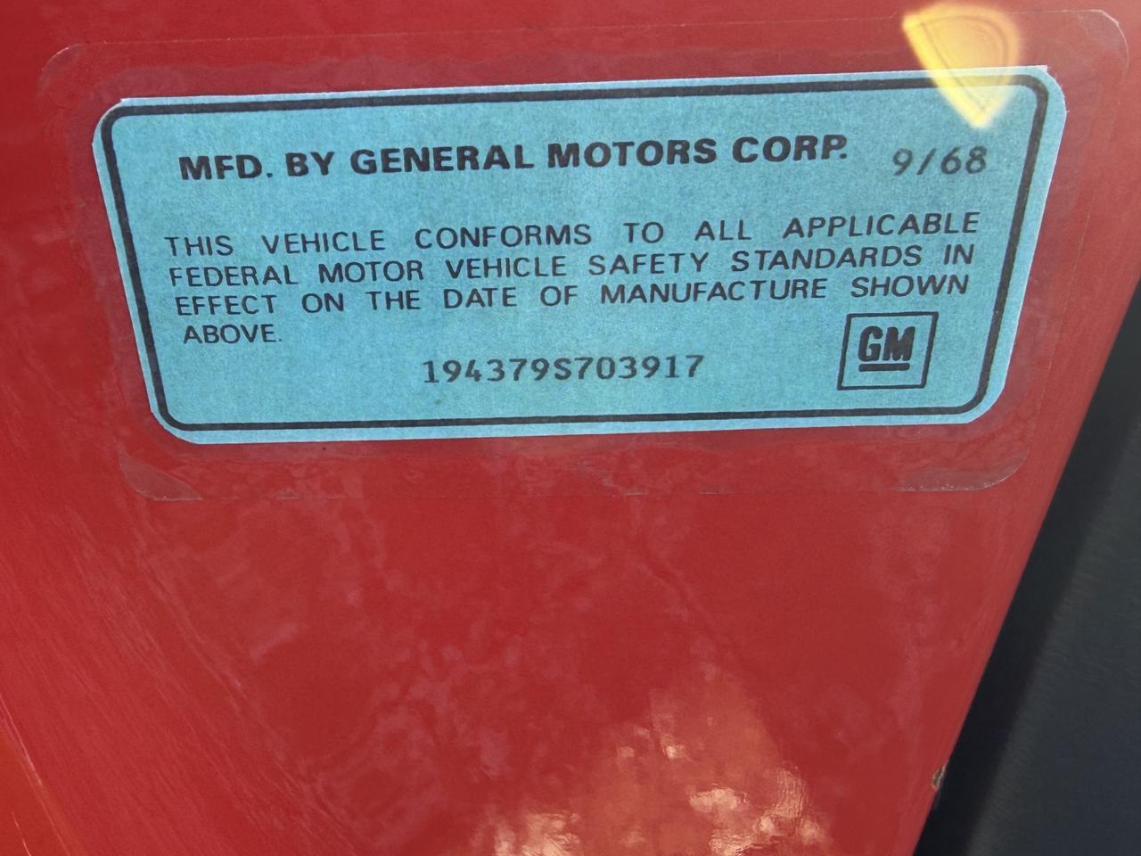 1969 CHEVROLET CORVETTE Connellsville PA