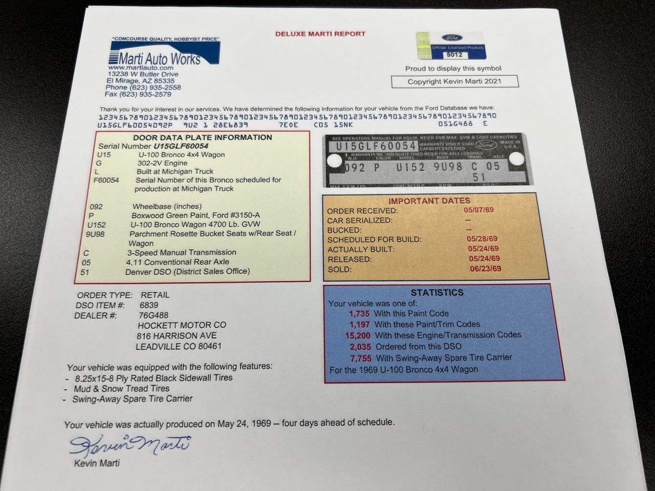 1969 Ford Bronco Fuel Injected 302 V8 Crate Motor, 5-Speed Manual, 4-Wheel Disc Brakes Houston TX