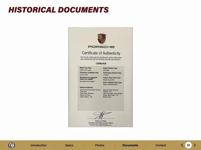 1969 Porsche 911 S 2.0 Sunroof Coupe Paramus NJ