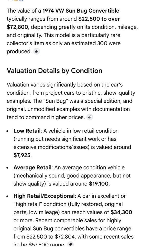 1974 Volkswagen SUN BUG Super Beetle Convertible Henrico VA 1974 Volkswagen SUN BUG Super Beetle Convertible Henrico VA