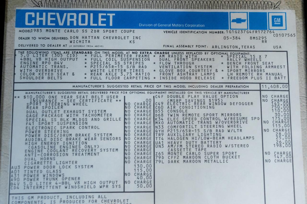 1985 Chevrolet Monte Carlo Sport SS Marietta GA