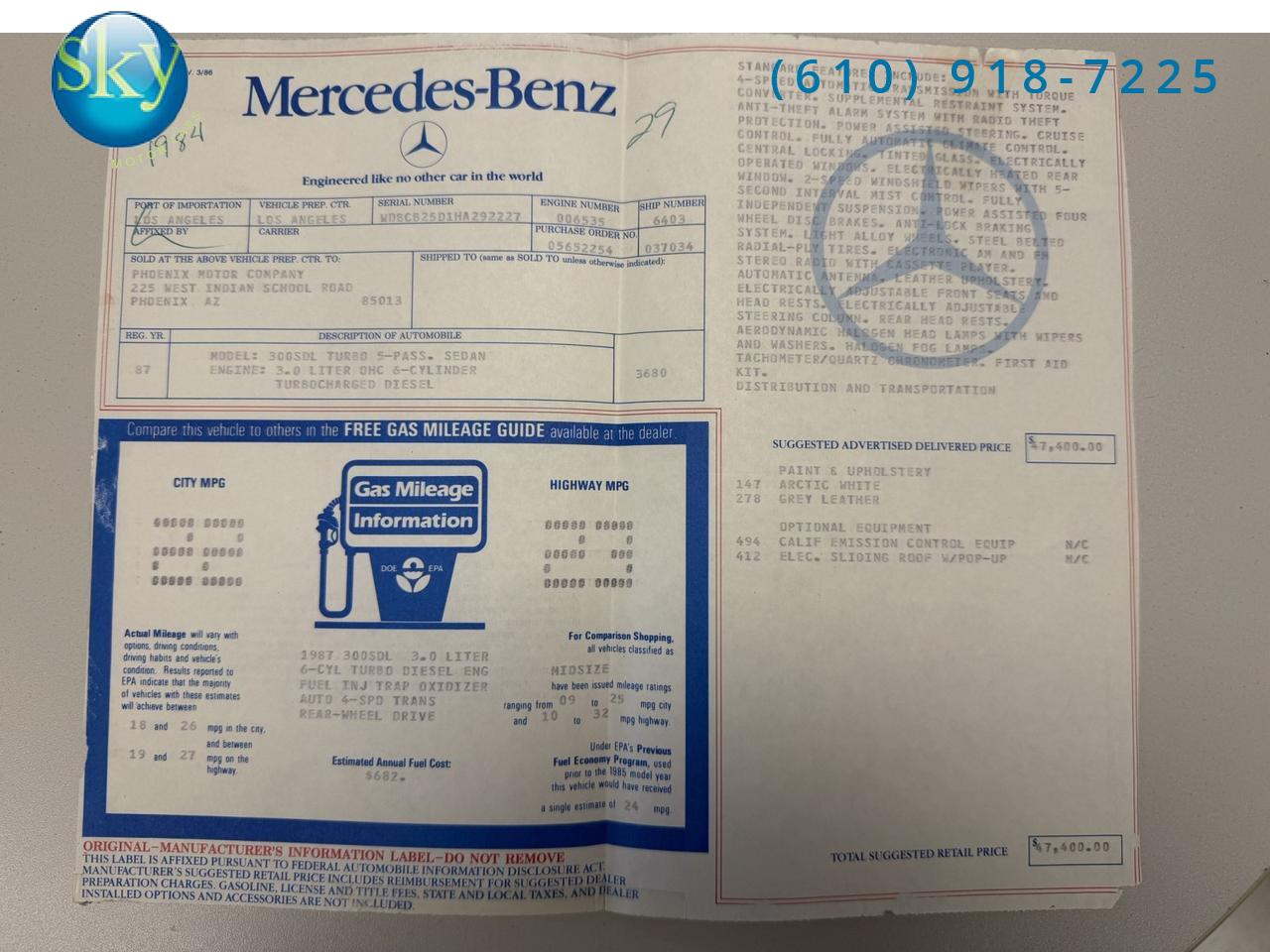 1987 Mercedes-Benz 300 Series 300SDL Turbo Diesel West Chester PA