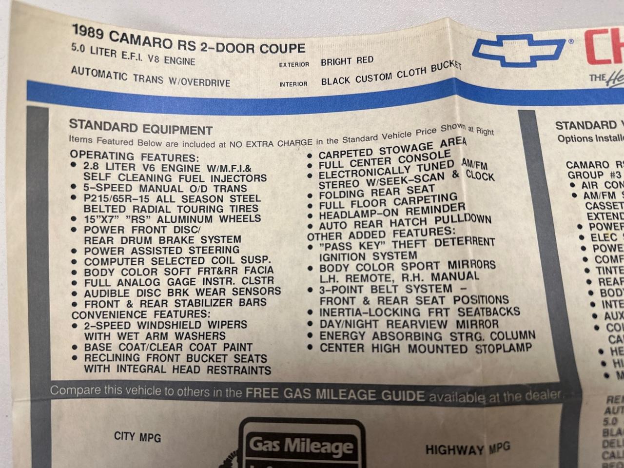 1989 Chevrolet Camaro RS T-Top 5.0L V8 West Chester PA