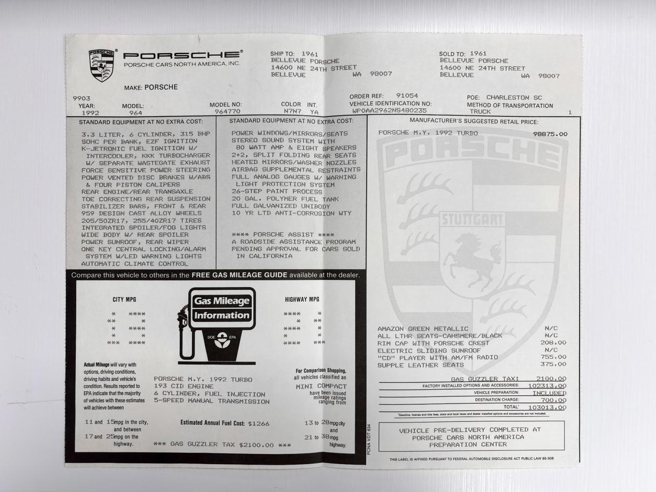 1992 Porsche 911 Turbo 3.3 Coupe