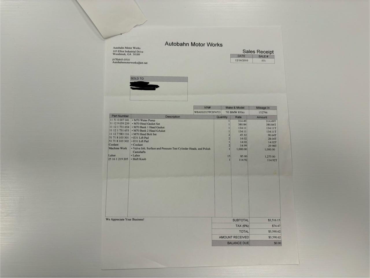 1993 BMW 8 Series 850Ci Marietta GA