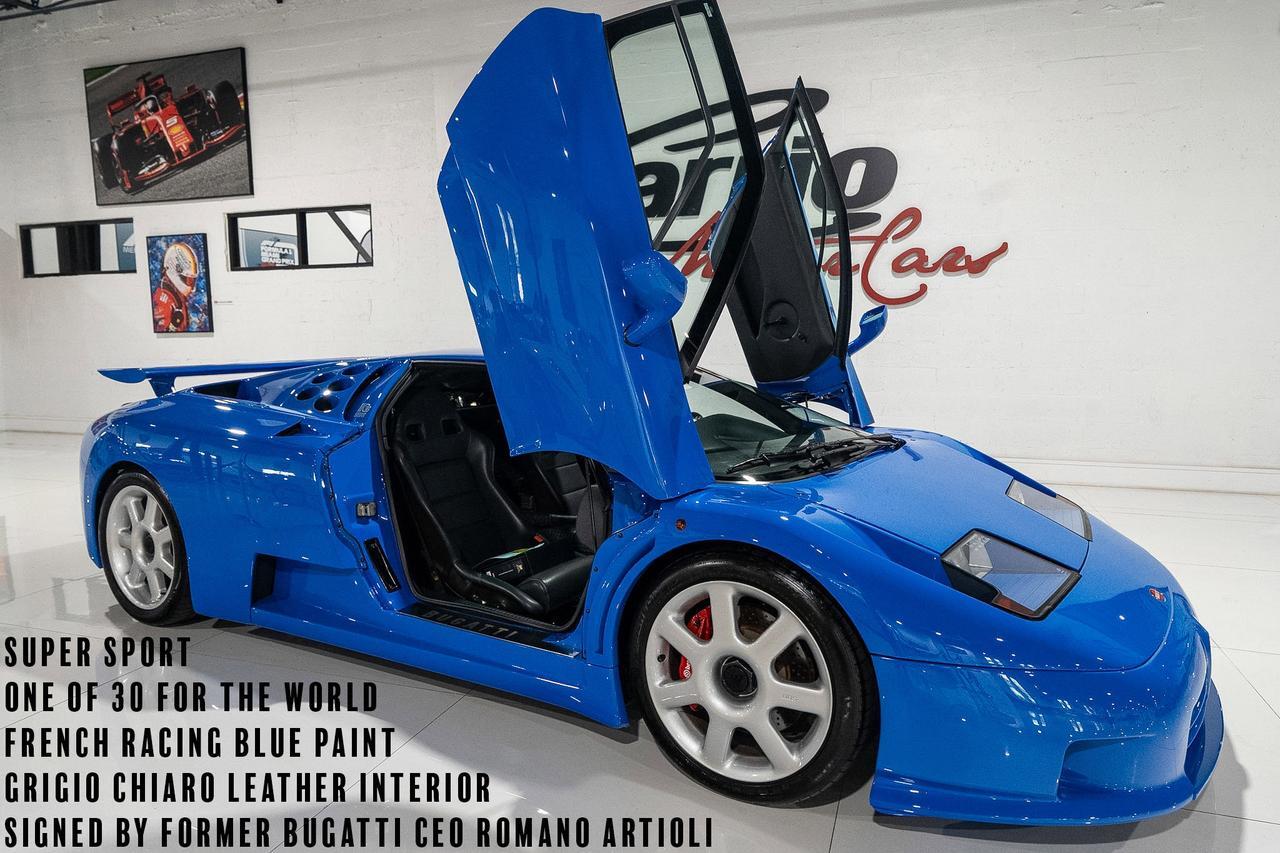 1995 Bugatti EB110 Super Sport French Racing Blue paint, Grigio Chiaro interior, signed by former Bugatti CEO Romano Artioli