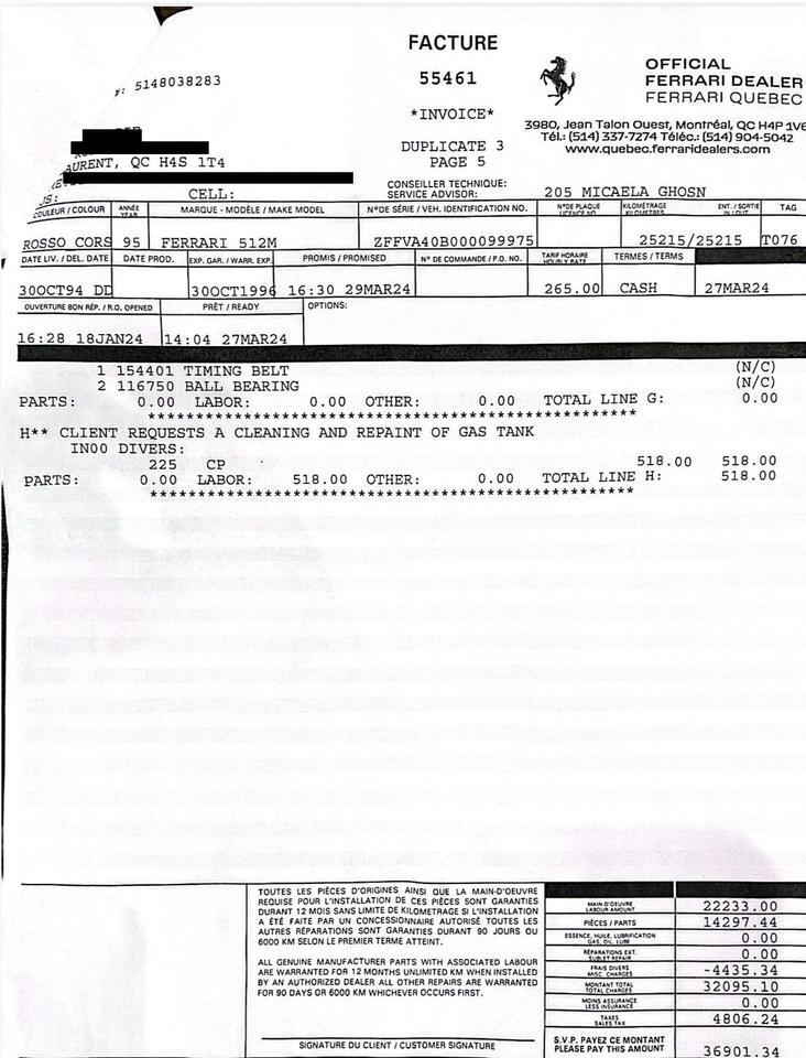 1995 Ferrari 512M Tampa FL