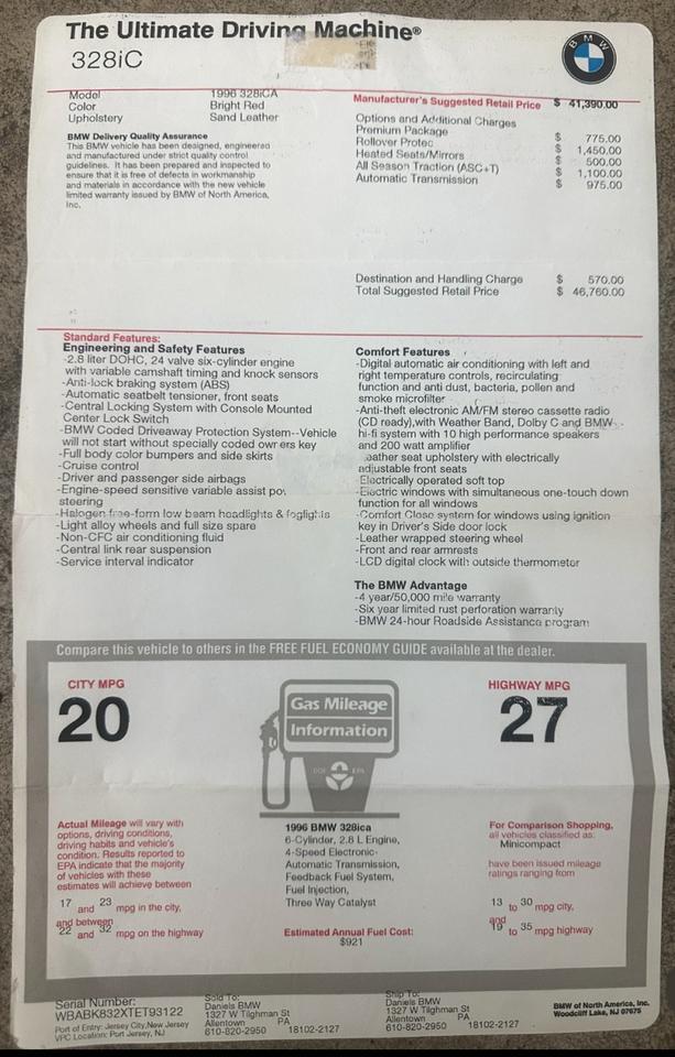 1996 BMW 3-Series 328IC w/ Hardtop Convertible West Chester PA