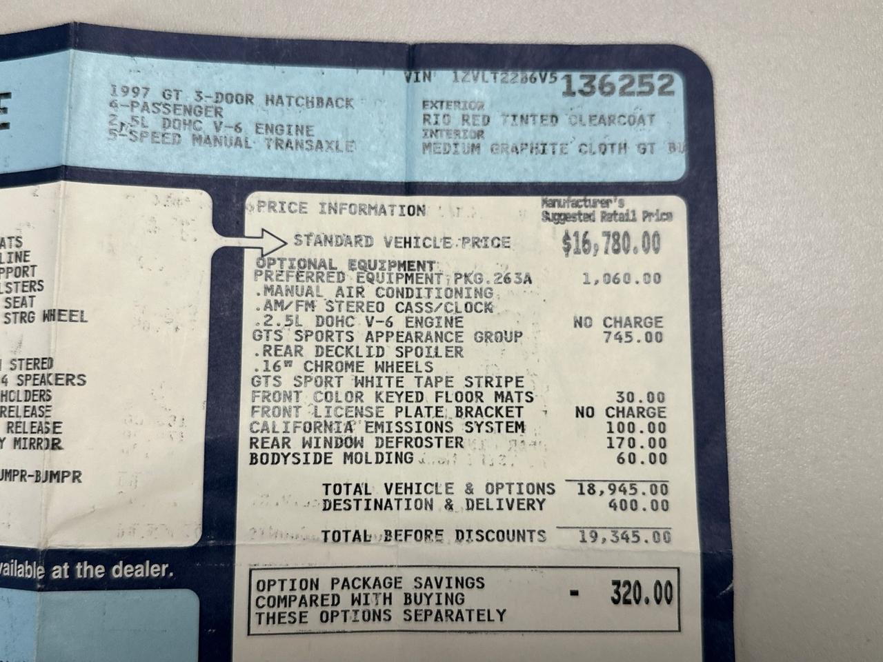 1997 Ford Probe GTS 5-Speed Manual V6 West Chester PA