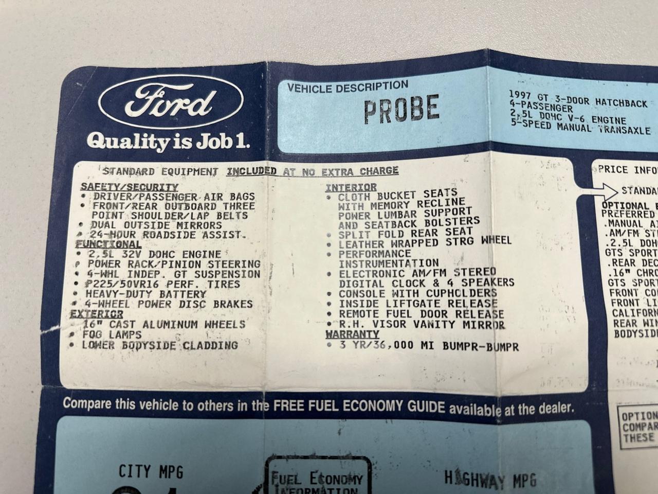 1997 Ford Probe GTS 5-Speed Manual V6 West Chester PA