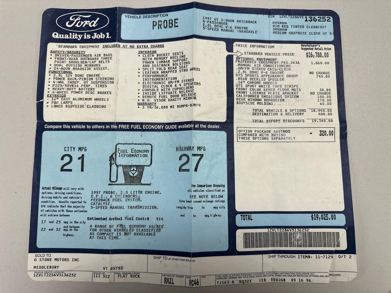 1997 Ford Probe GTS 5-Speed Manual V6 West Chester PA