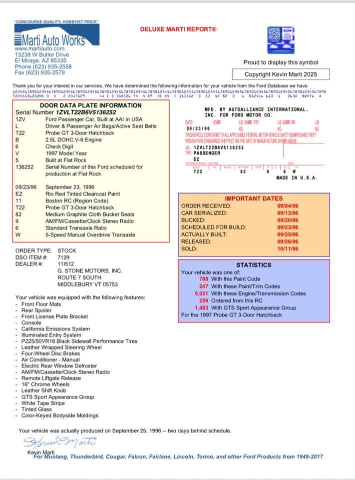 1997 Ford Probe GTS 5-Speed Manual V6 West Chester PA