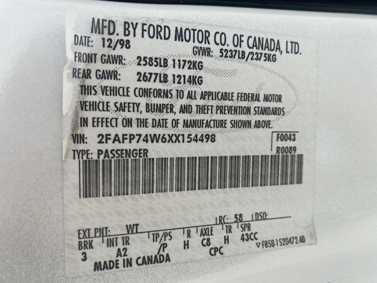 1999 Ford Crown Victoria LX LOW MILES 61,537 Pompano Beach FL