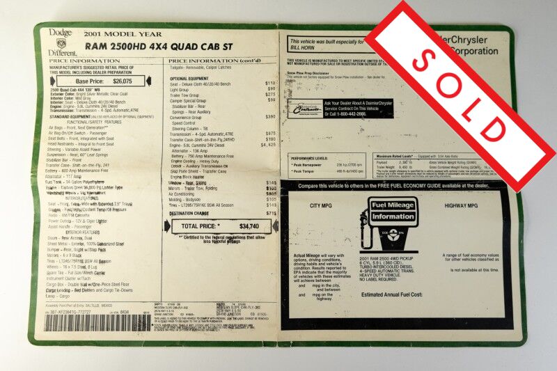 2001 Dodge Ram 2500 ST Quad Cab Boston MA