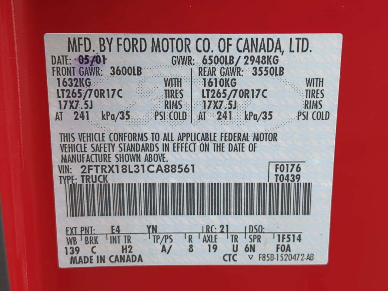 2001 Ford F-150 Lariat Winder GA