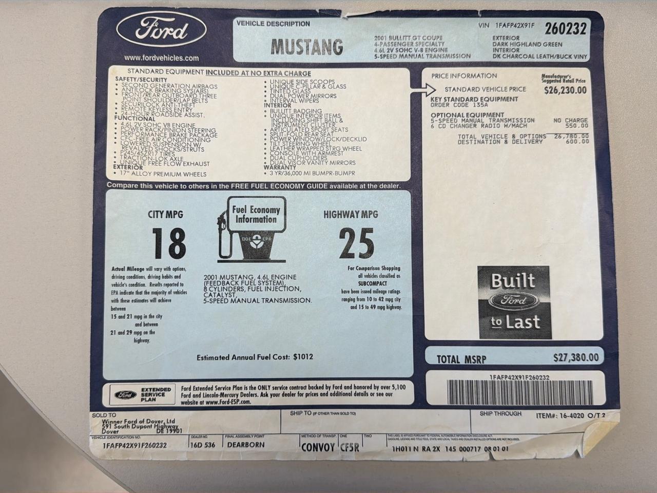 2001 Ford Mustang GT Bullitt Edition Only 12k Miles!! West Chester PA