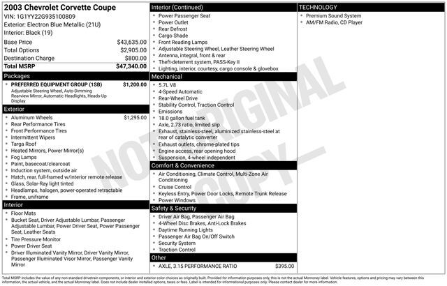 2003 Chevrolet Corvette Base Raleigh NC