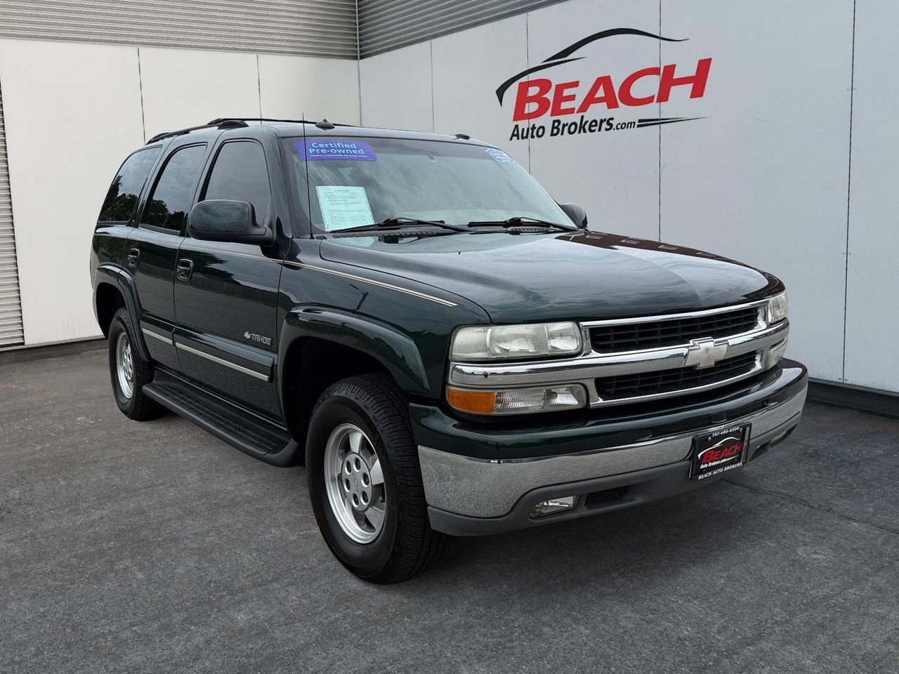 2003 Chevrolet Tahoe LT, HEATED SEATS, CAPTAINS CHAIRS, 3RD ROW, BOSE SPEAKERS, RUNNING BOARDS, TOW PACKAGE, ROOF RACKS, POWER MIRRORS, SUNROOF, UNIVERSAL GARAGE DOOR OPENER, LOW MILES, THIS IS THE PERFECT FAMILY VEHICLE FOR A PERFECT PRICE!