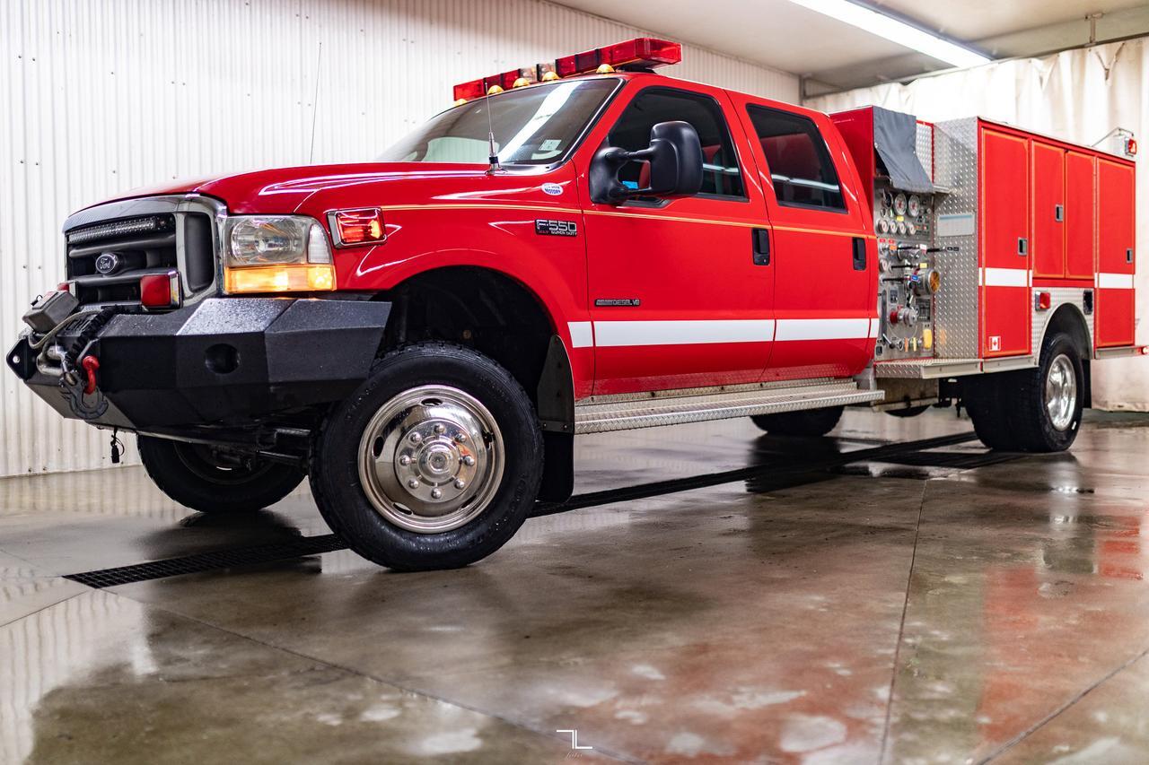 2003 Ford F-550 4x4 Crew Cab XLT Brush Rescue Firetruck Diesel Manual Red Deer AB