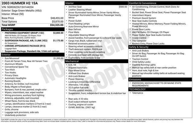 2003 Hummer H2 Base Raleigh NC