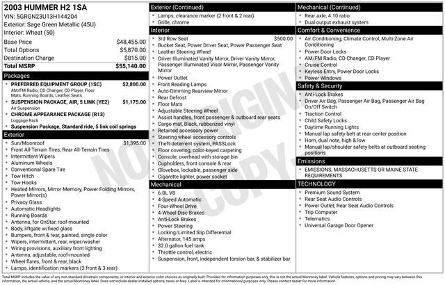 2003 Hummer H2 Base Raleigh NC